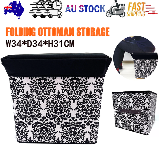 Folding Ottoman Storage Stool Cube Footstool Stool Blanket Box With Cover AU V201-W12583078