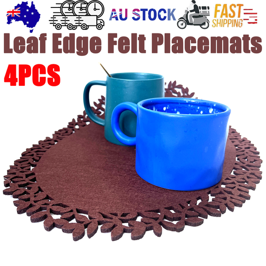 4Pc Leaf Edge Felt Placemats Heat Insulation Coffee Cup Mat Table Decor At First V201-W12583083
