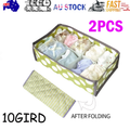 2Pcs 10 Grids Underwear Sock Panties Drawer Storage Bag Organizer Wardrobe Box V201-W12583101