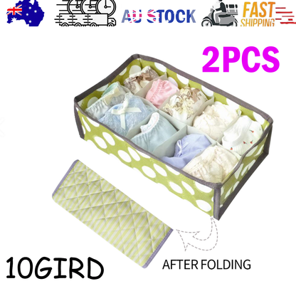 2Pcs 10 Grids Underwear Sock Panties Drawer Storage Bag Organizer Wardrobe Box V201-W12583101