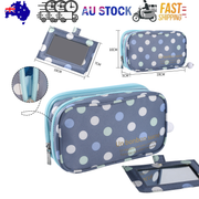 2 Layer Makeup Bag w/ Mirror Travel Cosmetic Bag Organizer Brush Slots Portable V201-W12583165