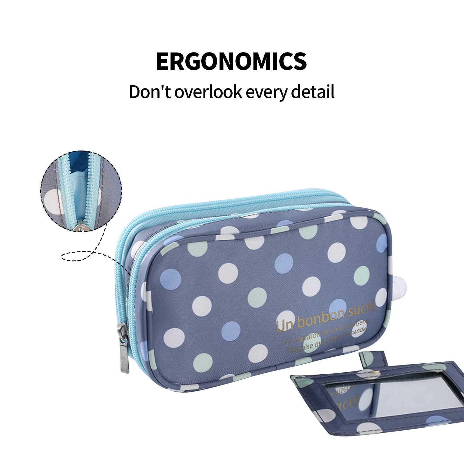 2 Layer Makeup Bag w/ Mirror Travel Cosmetic Bag Organizer Brush Slots Portable V201-W12583165