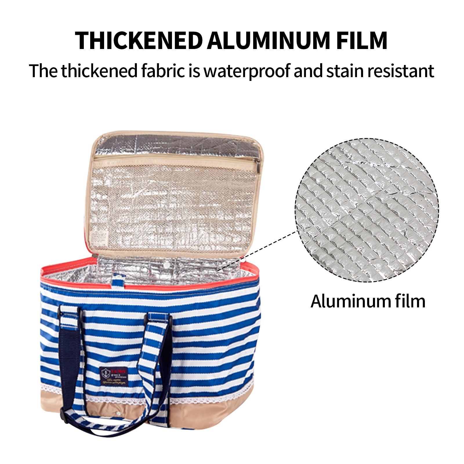 Blue Insulated Picnic Bag Thermal Cooler Portable Lunch Food Tote Carry Storage Bag V201-W12583173