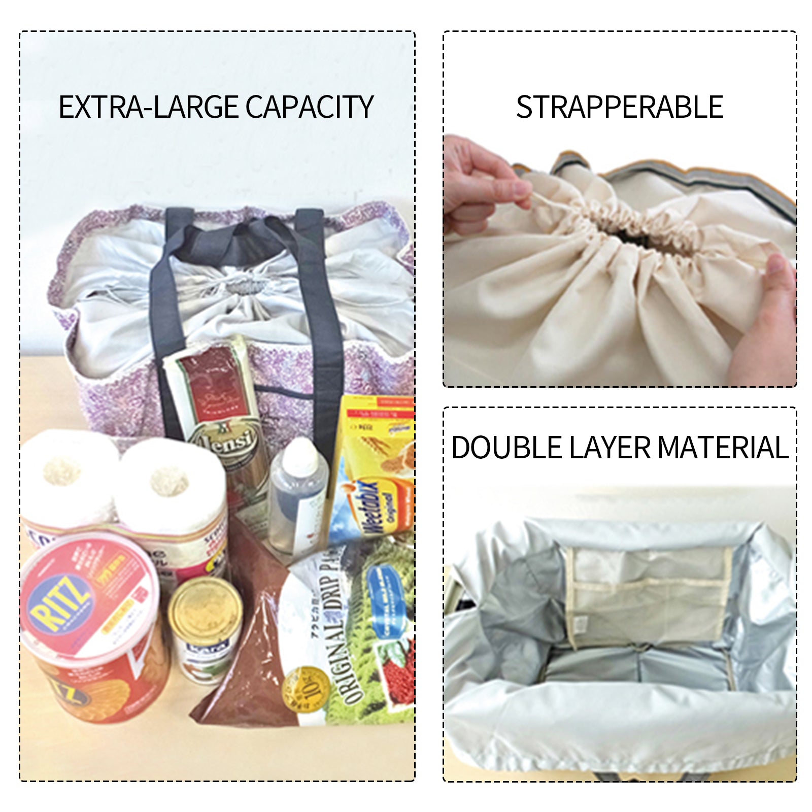 Large Supermarket Shopping Bag Eco Grocery Shoulder Bag Tote Foldable Reusable V201-W12583191