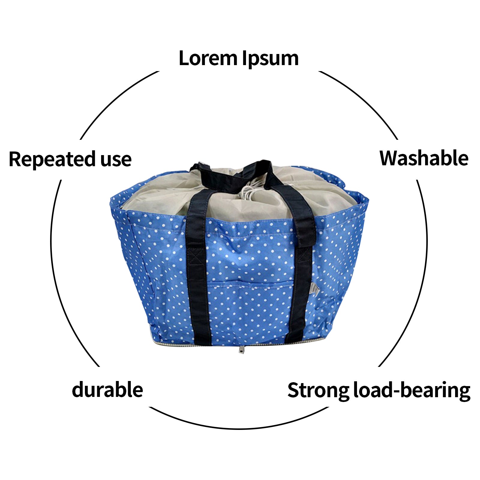 Large Supermarket Shopping Bag Eco Grocery Shoulder Bag Tote Foldable Reusable V201-W12583193