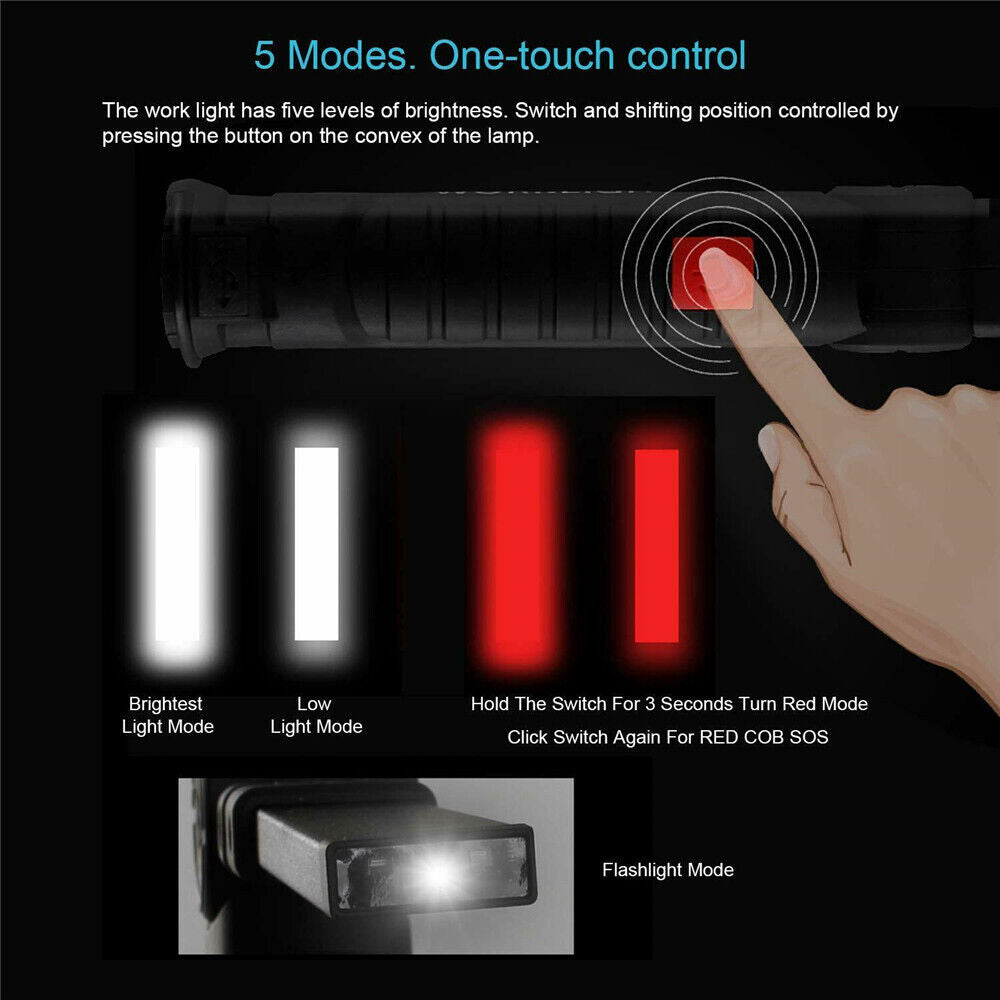 Portable COB LED Work Light Car Garage Mechanic USB Rechargeable Torch Lamp AU V201-W12688047