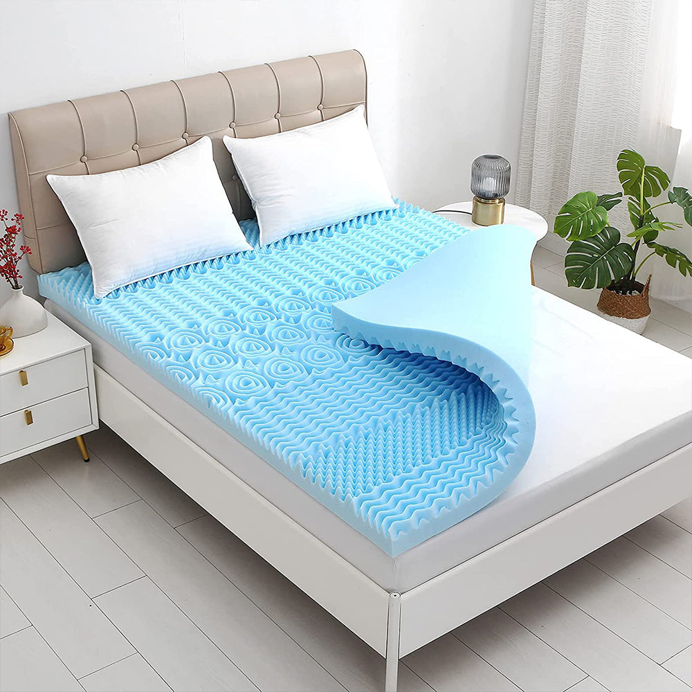 7 Zone Memory Foam Topper Mattress Toppers Cool Gel Pad Mat Medium Firm 8cm Thick 153cm x 203cm V201-W12782464
