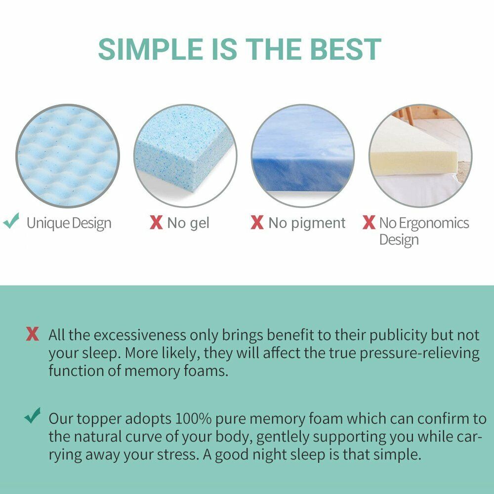 7 Zone Memory Foam Topper Mattress Toppers Cool Gel Pad Mat Medium Firm 8cm Thick 153cm x 203cm V201-W12782464