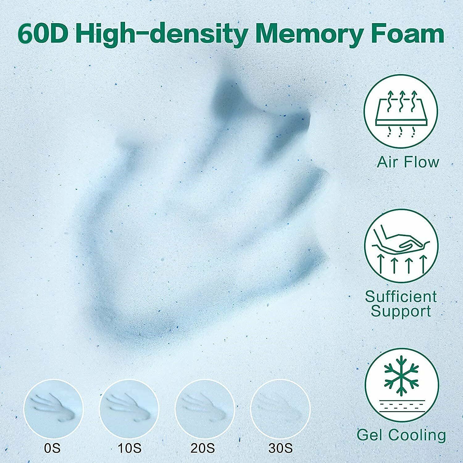 7 Zone Memory Foam Topper Mattress Toppers Cool Gel Pad Mat Medium Firm 8cm Thick 153cm x 203cm V201-W12782464