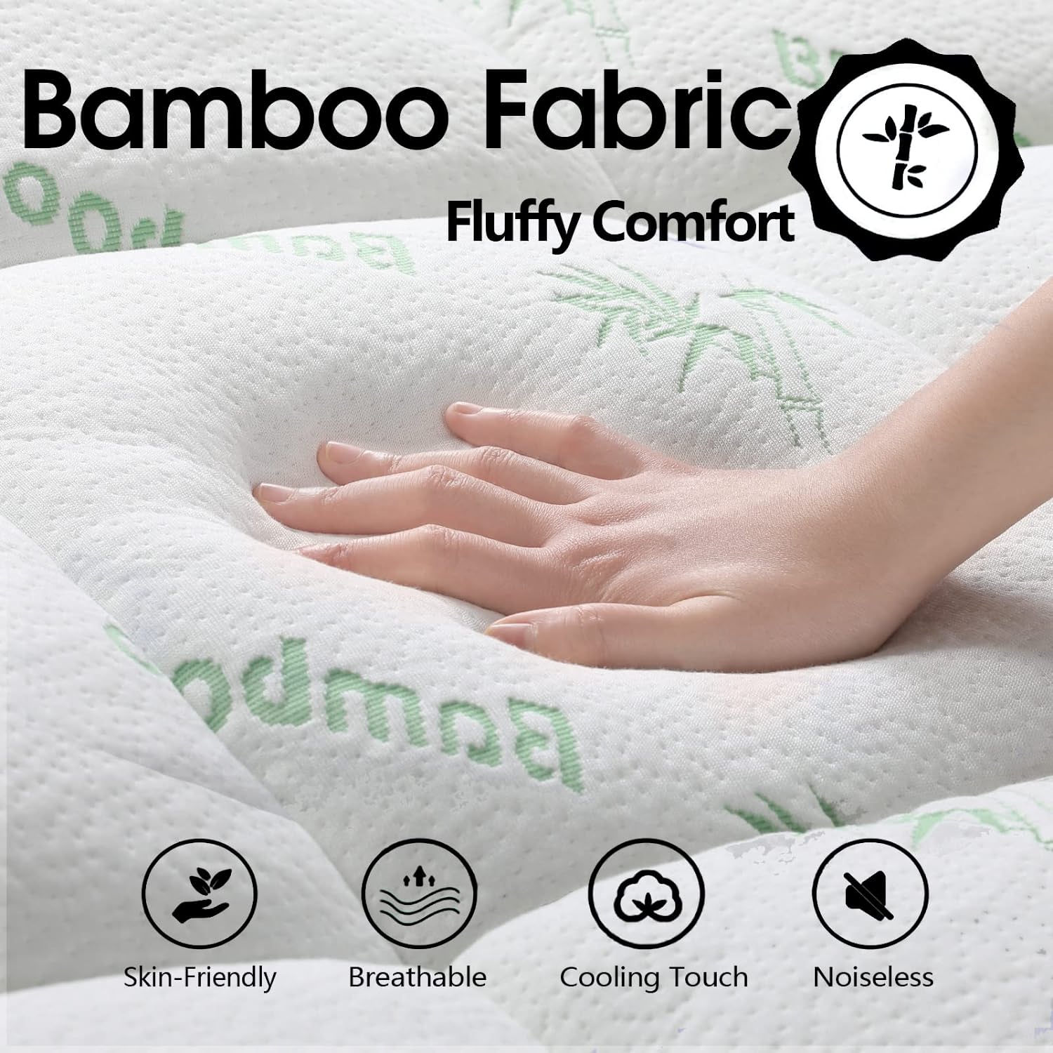 Bamboo Pillowtop Mattress Topper Luxury Bedding Mat Pad Protector Cover King Single 108 x 203 cm V201-W12782545