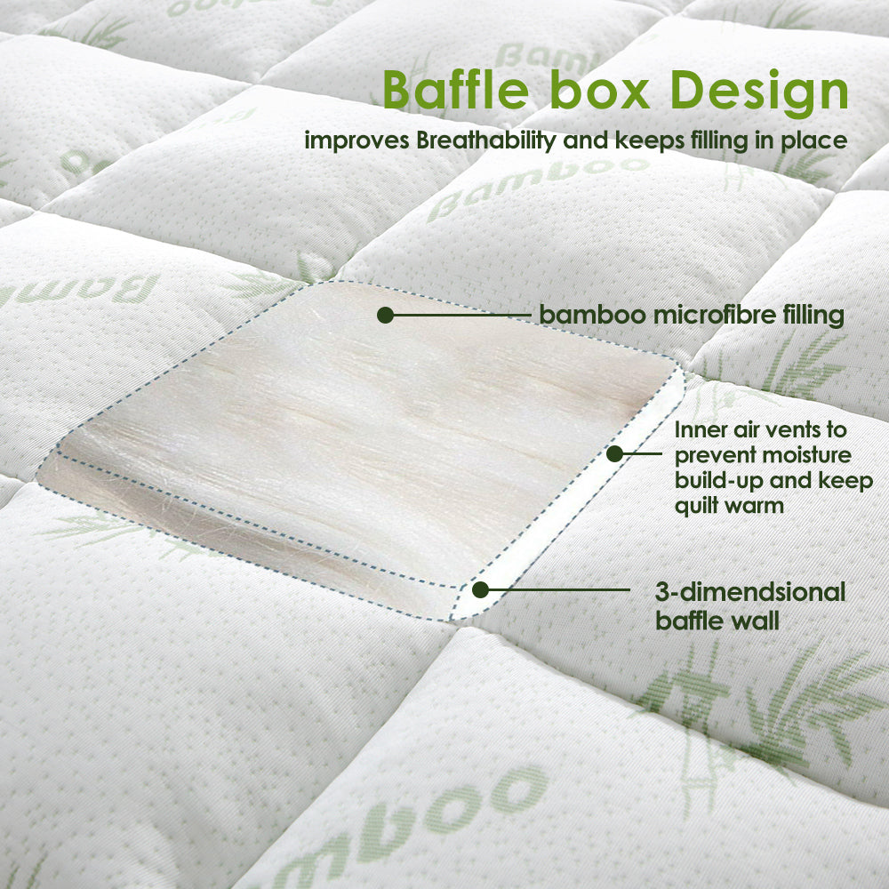 Bamboo Pillowtop Mattress Topper Luxury Bedding Mat Pad Protector Cover King Single 108 x 203 cm V201-W12782545