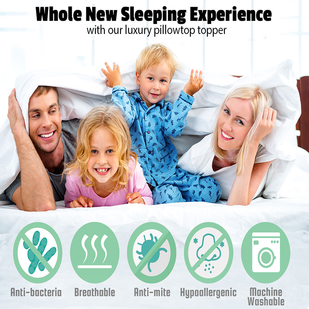 Bamboo Pillowtop Mattress Topper Luxury Bedding Mat Pad Protector Cover King Single 108 x 203 cm V201-W12782545
