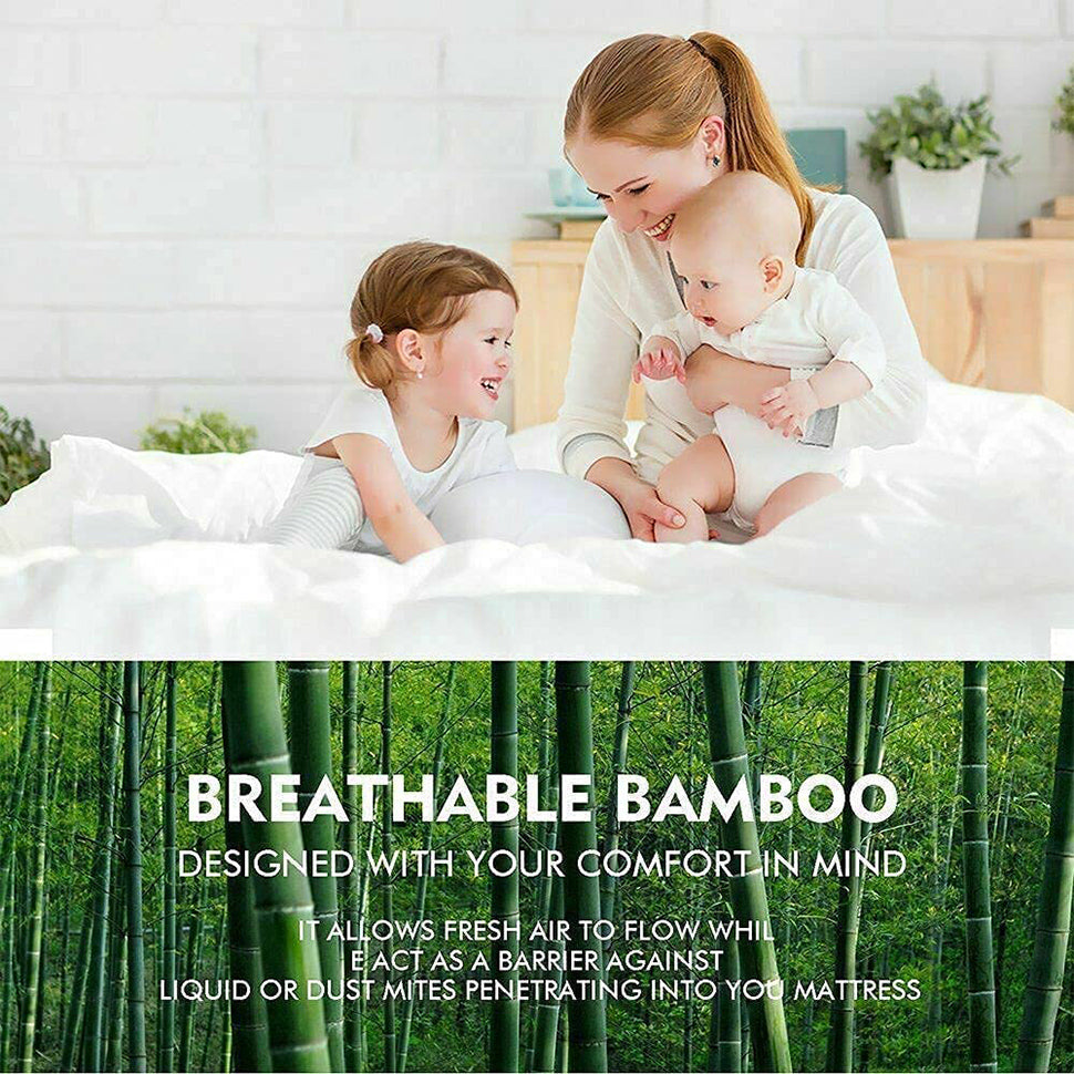 Bamboo Pillowtop Mattress Topper Luxury Bedding Mat Pad Protector Cover Queen 153 x 203 cm V201-W12782548