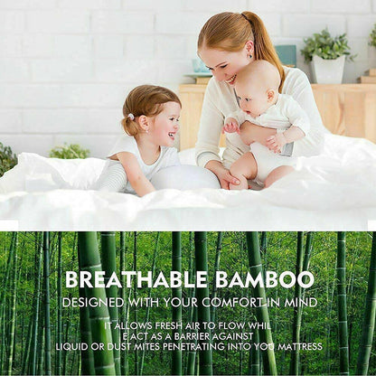 Bamboo Pillowtop Mattress Topper Luxury Bedding Mat Pad Protector Cover Queen 153 x 203 cm V201-W12782548