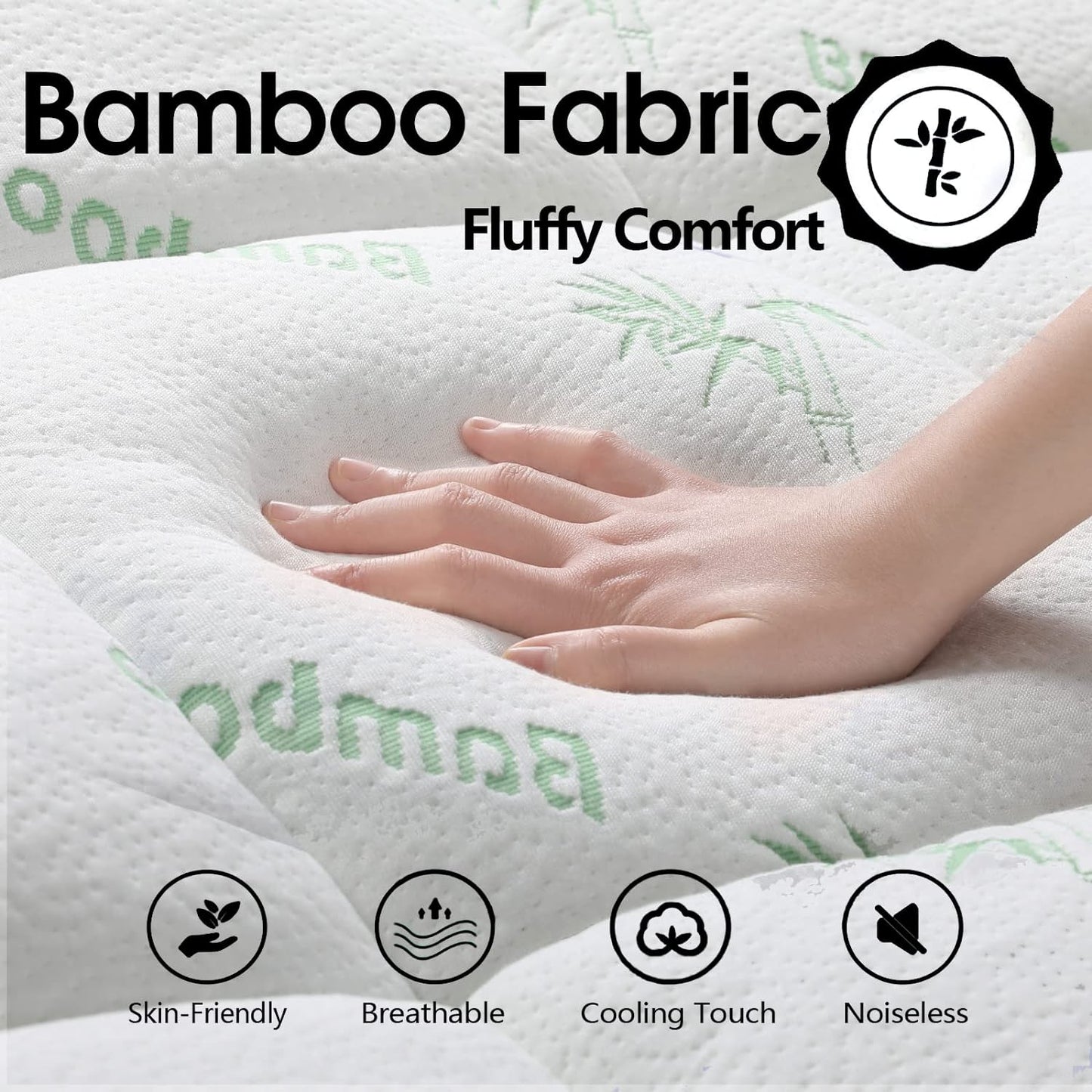 Bamboo Pillowtop Mattress Topper Luxury Bedding Mat Pad Protector Cover Queen 153 x 203 cm V201-W12782548