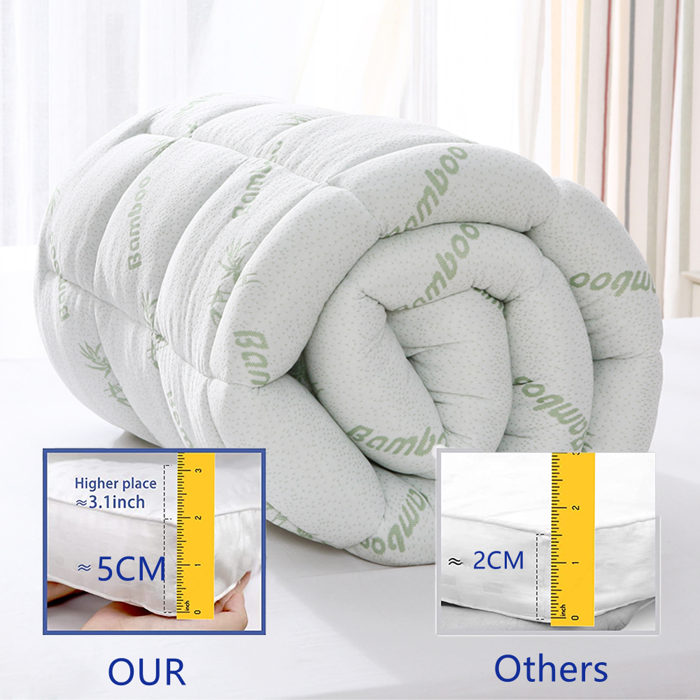 Bamboo Pillowtop Mattress Topper Luxury Bedding Mat Pad Protector Cover Queen 153 x 203 cm V201-W12782548