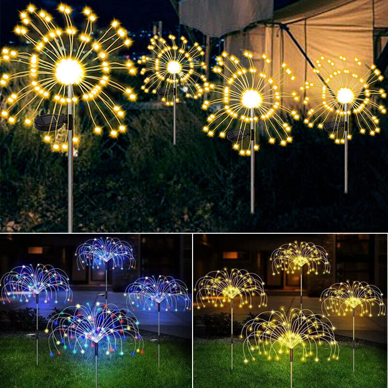 Warm White Fireworks 120 LED Fairy String Lights Starburst Solar Xmas Garden Night Lamp Hot NEW V201-W12782983