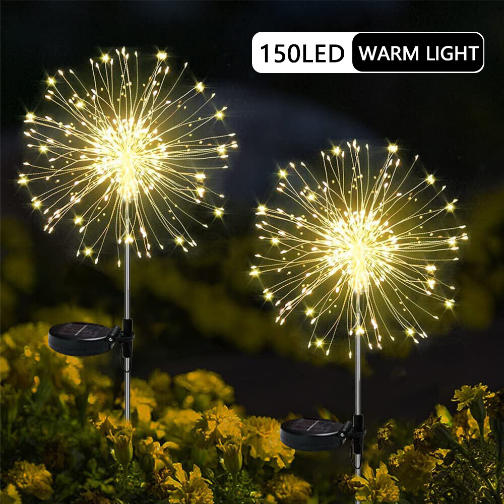 Warm White Fireworks 120 LED Fairy String Lights Starburst Solar Xmas Garden Night Lamp Hot NEW V201-W12782983
