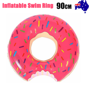 Pink Inflatable Giant Donut Raft Swim Ring Float Swimming Pool Beach Lounge Pink Coff 90CM V201-W12783375