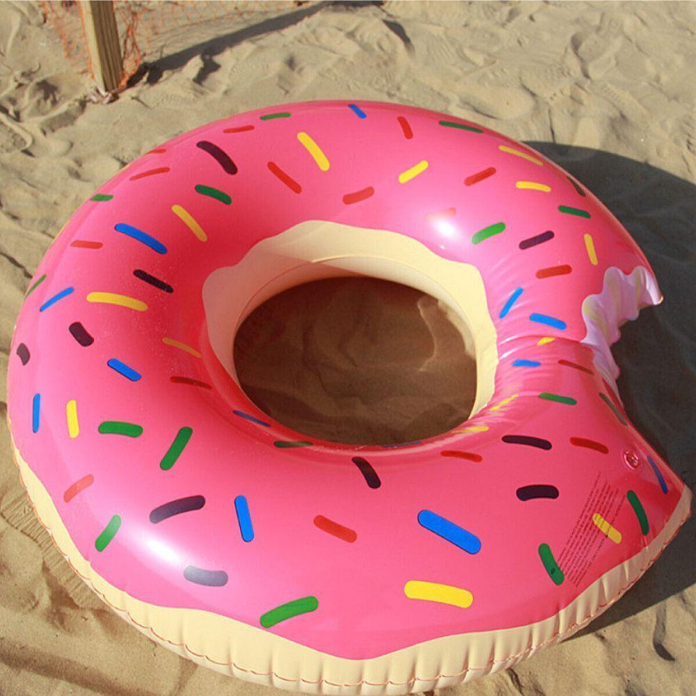 Pink Inflatable Giant Donut Raft Swim Ring Float Swimming Pool Beach Lounge Pink Coff 90CM V201-W12783375