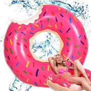 Pink Inflatable Giant Donut Raft Swim Ring Float Swimming Pool Beach Lounge Pink Coff 90CM V201-W12783375