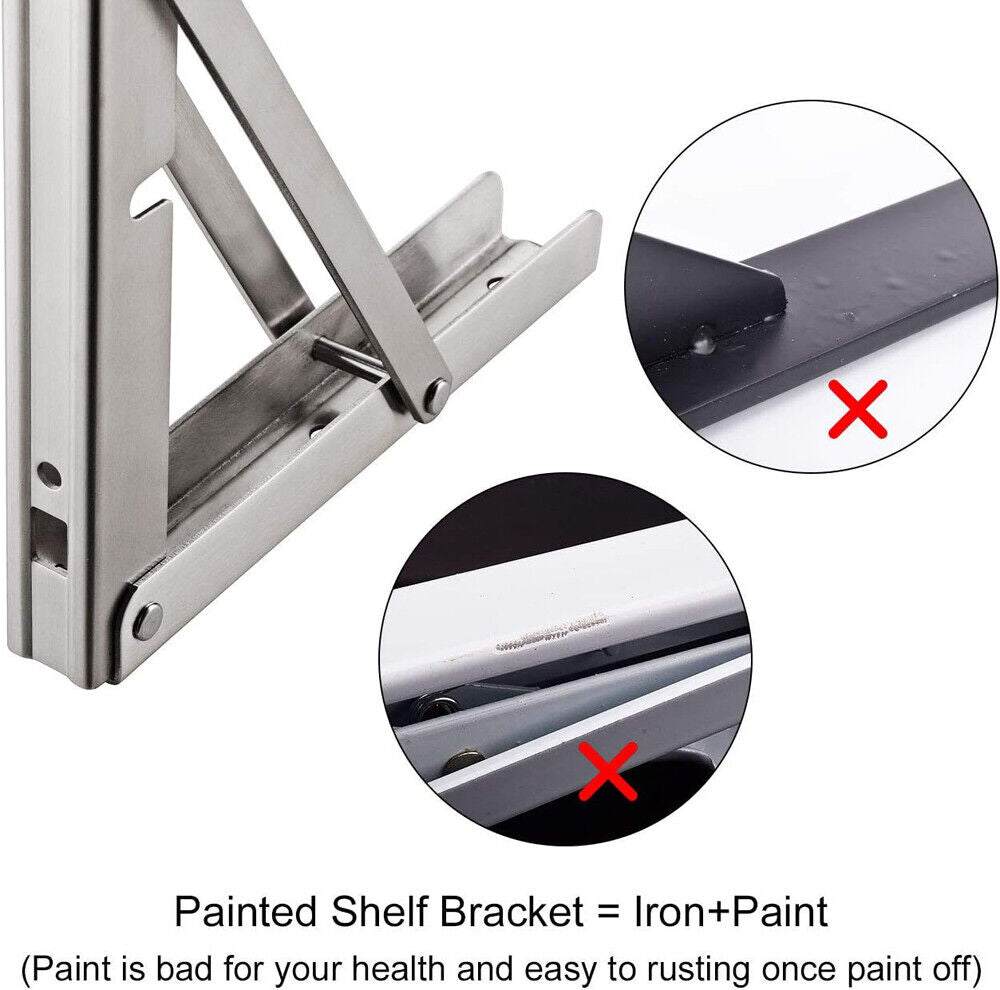 14"Stainless Steel Folding Table Bracket Shelf Bench 200kg Load Heavy Duty V201-W12783396