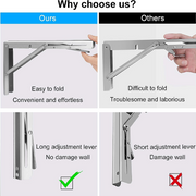 16"Stainless Steel Folding Table Bracket Shelf Bench 200kg Load Heavy Duty V201-W12783397