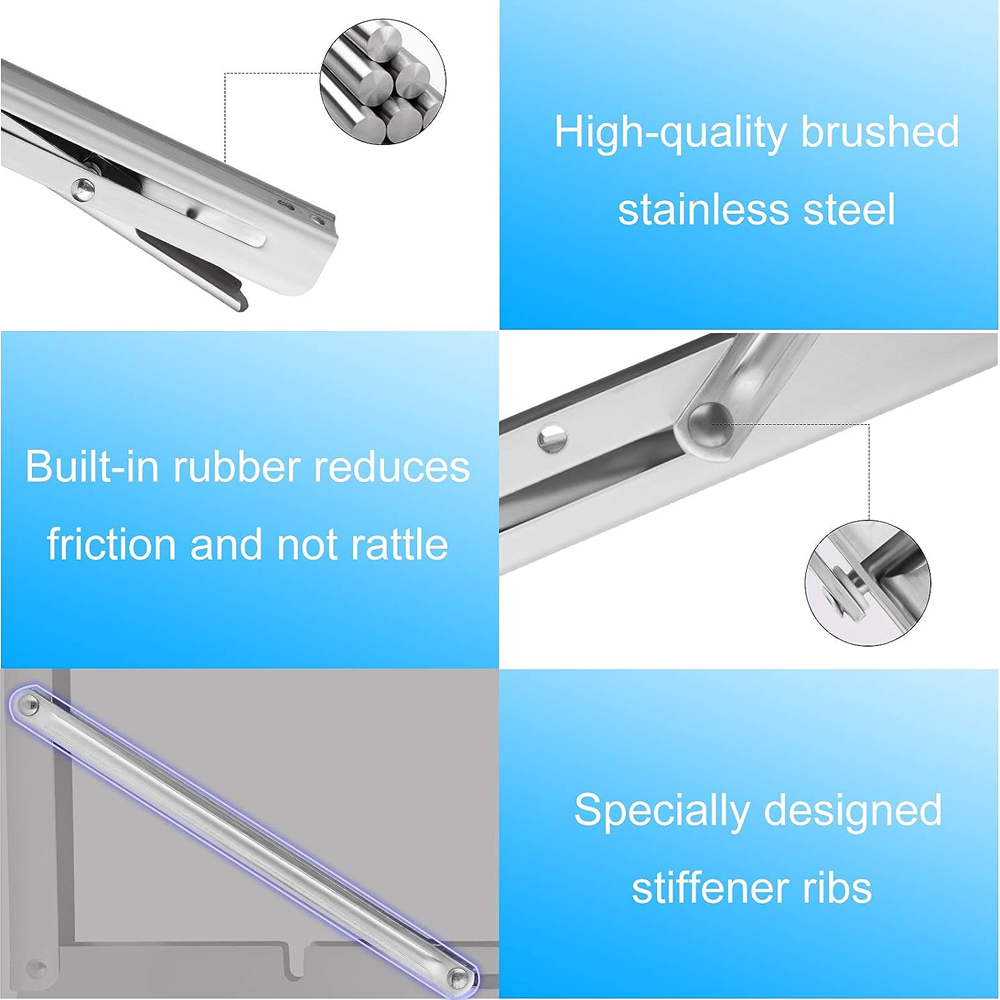 16"Stainless Steel Folding Table Bracket Shelf Bench 200kg Load Heavy Duty V201-W12783397