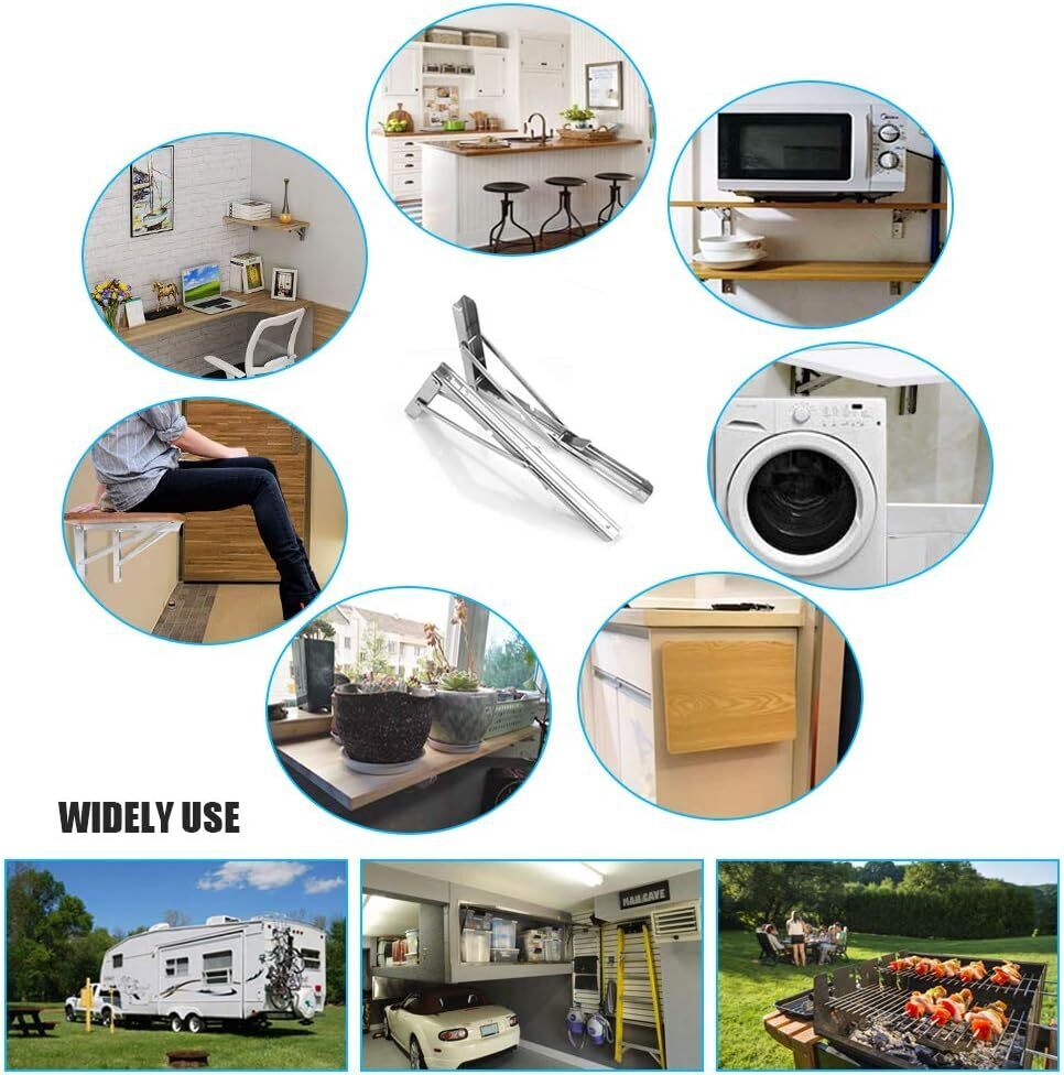 16"Stainless Steel Folding Table Bracket Shelf Bench 200kg Load Heavy Duty V201-W12783397