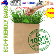 25pcs Bulk Kraft Paper Bags Gift Shopping Carry Craft Brown Retail Bag with Handles Au M V201-W12783477