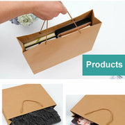 25pcs Bulk Kraft Paper Bags Gift Shopping Carry Craft Brown Retail Bag with Handles Au M V201-W12783477