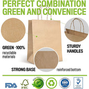 25pcs Bulk Kraft Paper Bags Gift Shopping Carry Craft Brown Retail Bag with Handles Au M V201-W12783477