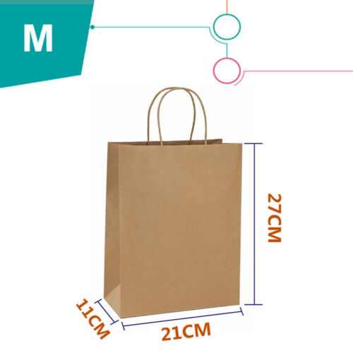 5pcs Bulk Kraft Paper Bags Gift Shopping Carry Craft Brown Retail Bag with Handles Au M V201-W12783479