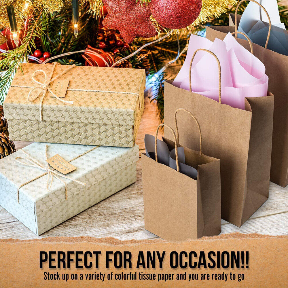 5pcs Bulk Kraft Paper Bags Gift Shopping Carry Craft Brown Retail Bag with Handles Au M V201-W12783479
