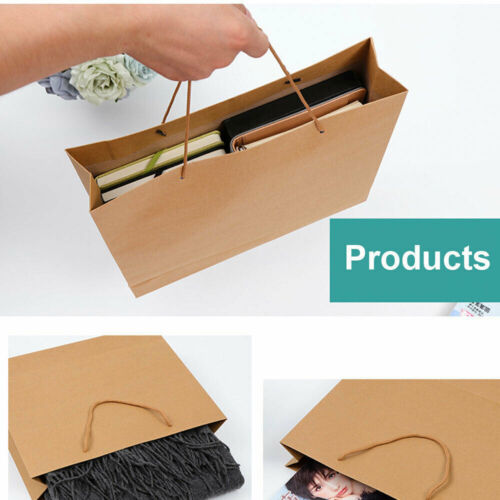 5pcs Bulk Kraft Paper Bags Gift Shopping Carry Craft Brown Retail Bag with Handles Au M V201-W12783479