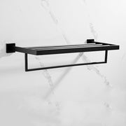 600mm 2 Layers Towel Shelf Storage Bath Stainless Steel Rack Rail Black V201-W12783565