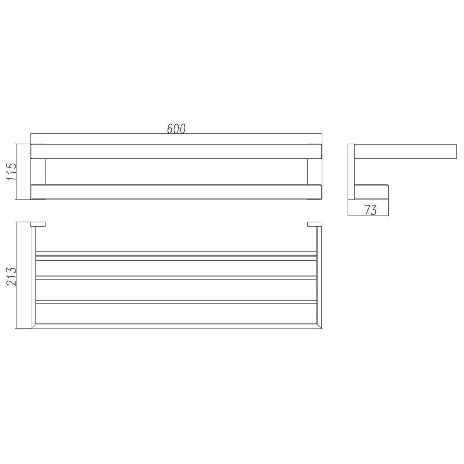 600mm 2 Layers Towel Shelf Storage Bath Stainless Steel Rack Rail Black V201-W12783565