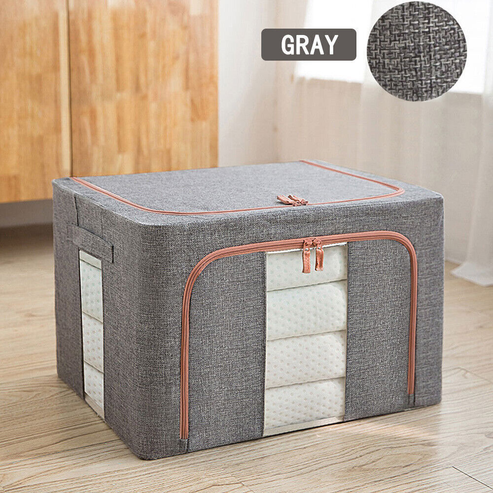 Foldable Storage Box Crushed Steel Frame Clothes Quilt Toys Organizer 24L V201-W12783611