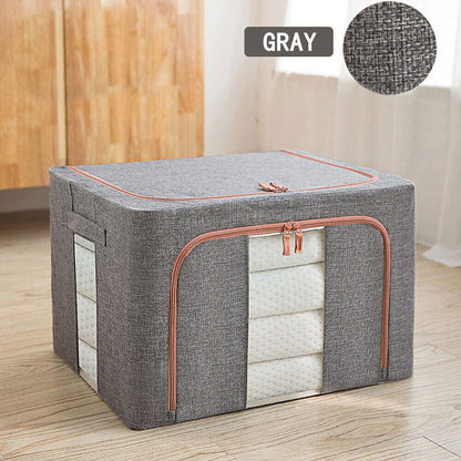 Foldable Storage Box Crushed Steel Frame Clothes Quilt Toys Organizer 24L V201-W12783611