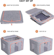 Foldable Storage Box Crushed Steel Frame Clothes Quilt Toys Organizer 24L V201-W12783611