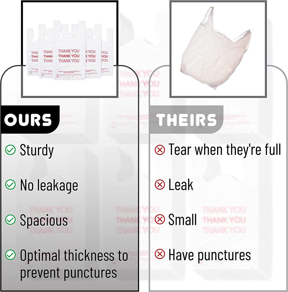 50X Plastic Shopping Bags - Reusable Recyclable Singlet Eco Grocery Carry Bag large V201-W12783626