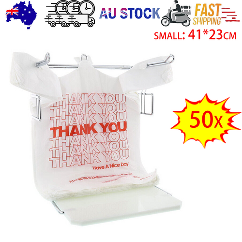 50X Plastic Shopping Bags - Reusable Recyclable Singlet Eco Grocery Carry Bag Small V201-W12783632