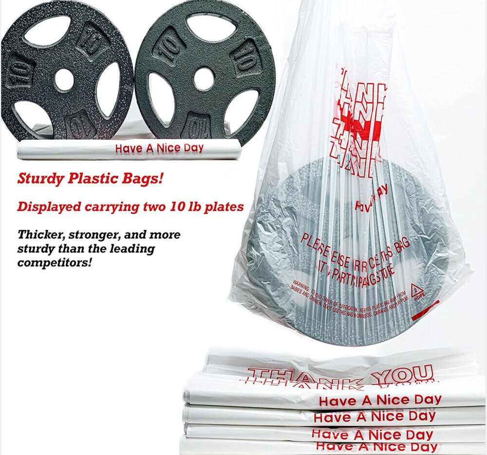 50X Plastic Shopping Bags - Reusable Recyclable Singlet Eco Grocery Carry Bag Super Large V201-W12783633