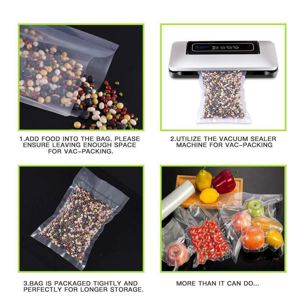 100X Vacuum Sealer Bags Precut Food Storage Saver Heat Seal Cryovac BPA-Free 15x25cm V201-W12783748