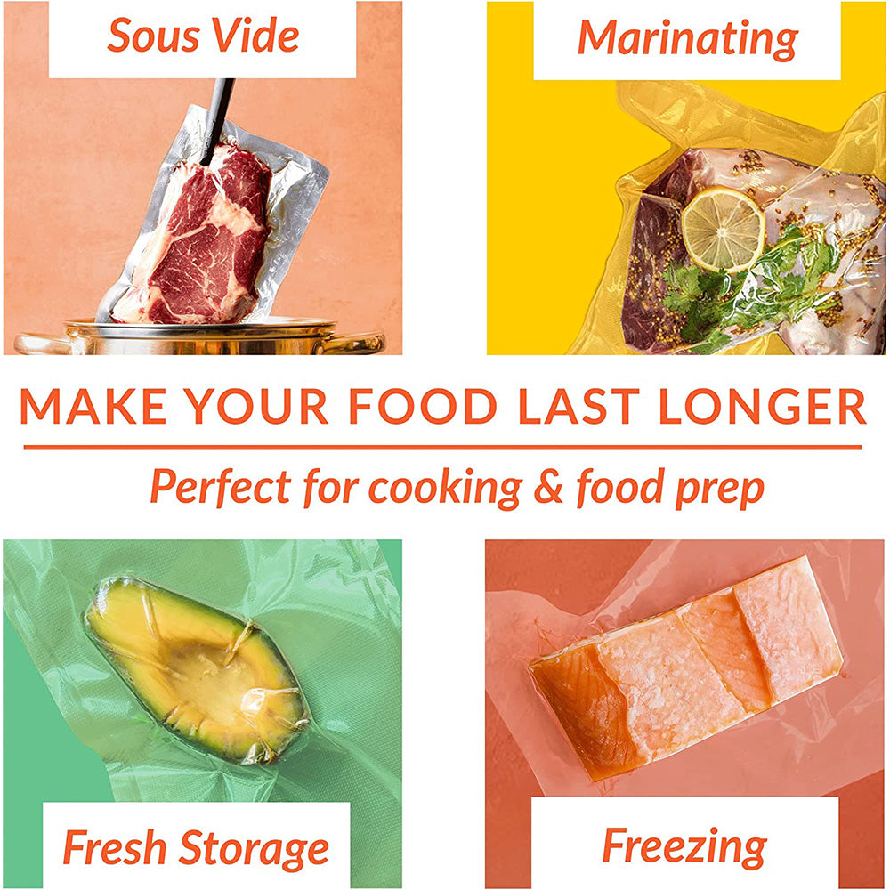 5 Roll VACUUM FOOD SEALER BAGS SAVER SEAL ROLLS STORAGE COMMERCIAL HEAT GRADE 25CMX6M V201-W12783755