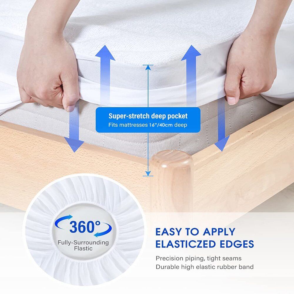 Fully Fitted Waterproof Cotton / Non Woven Mattress Protector Cover Double V201-W12784028