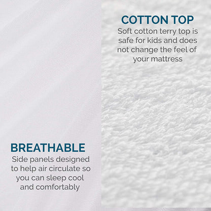 Fully Fitted Waterproof Cotton / Non Woven Mattress Protector Cover Double V201-W12784028