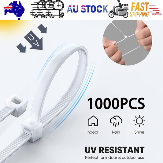 Cable Ties Zip Ties Nylon UV Stabilised 1000x Bulk Black Cable Tie AU STOCK V201-W12791671