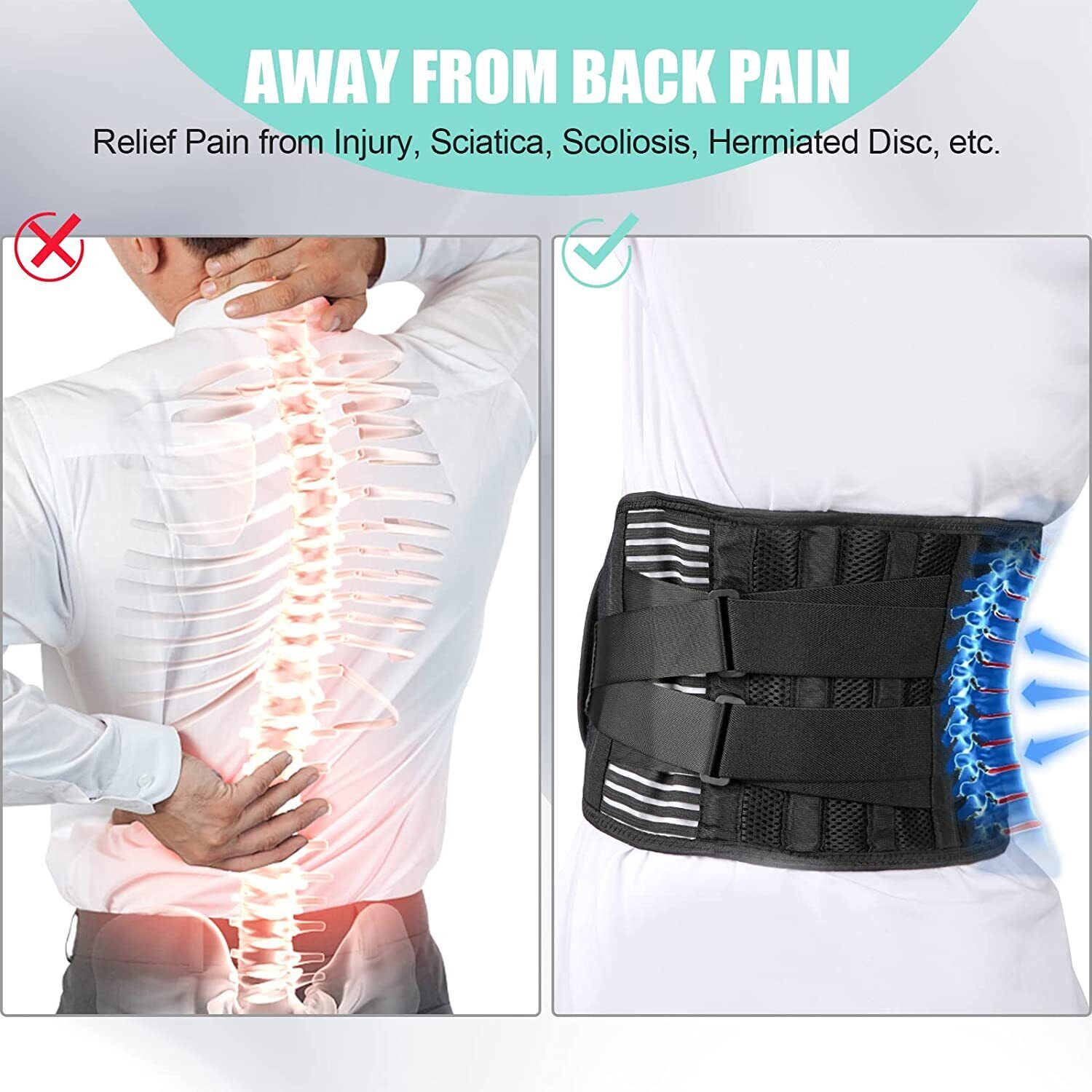 Lumbar Lower Back Support Brace Pain Relief Posture Orthosis Waist Belt Therapy V201-W12850214
