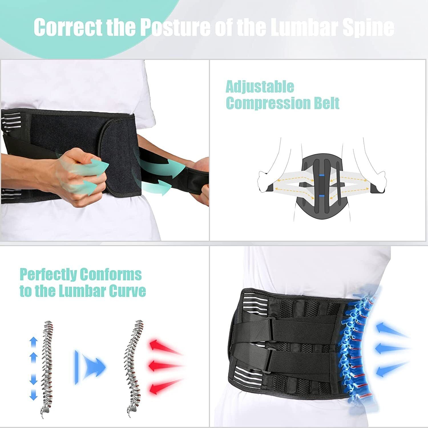 Lumbar Lower Back Support Brace Pain Relief Posture Orthosis Waist Belt Therapy V201-W12850215